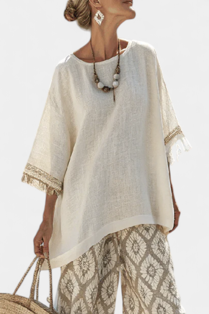 Breezy Blouse & Wide-Leg Pants Set | Women's Outfit 1