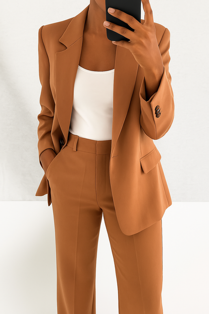 Classic Fit Women's Blazer and Trousers Suit Set