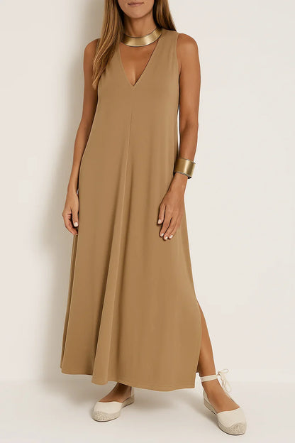 Classic Long Dress with Coordinating Cardigan