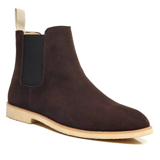 Brown Suede Leather Mens Chelsea Boots - Luxivelle