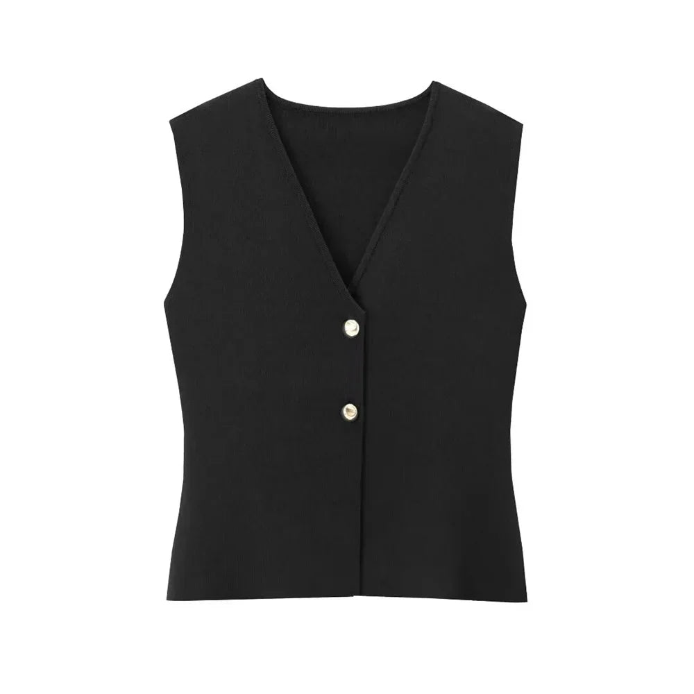 Chic Off-Center Sleeveless Vest