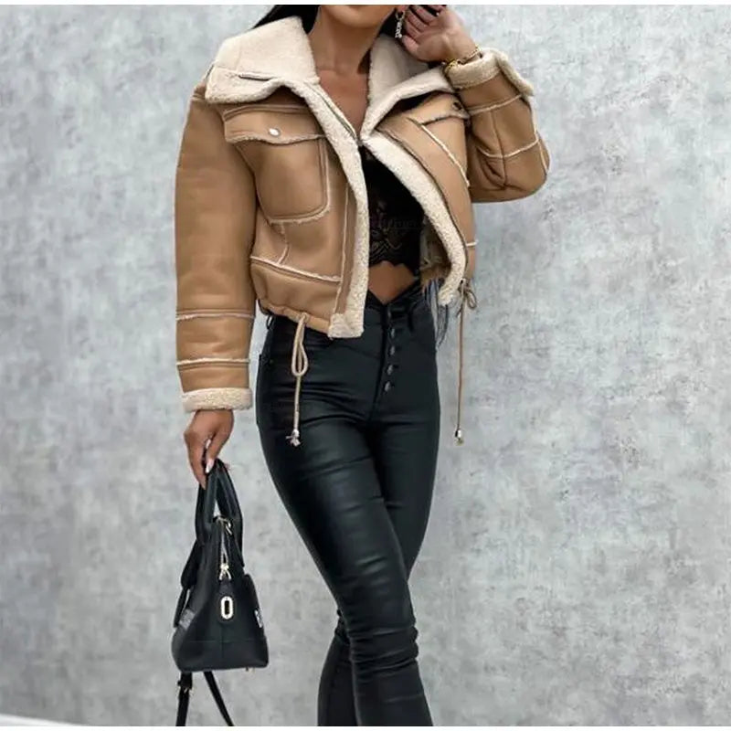 Slim Fit Leather Biker Jacket for Women