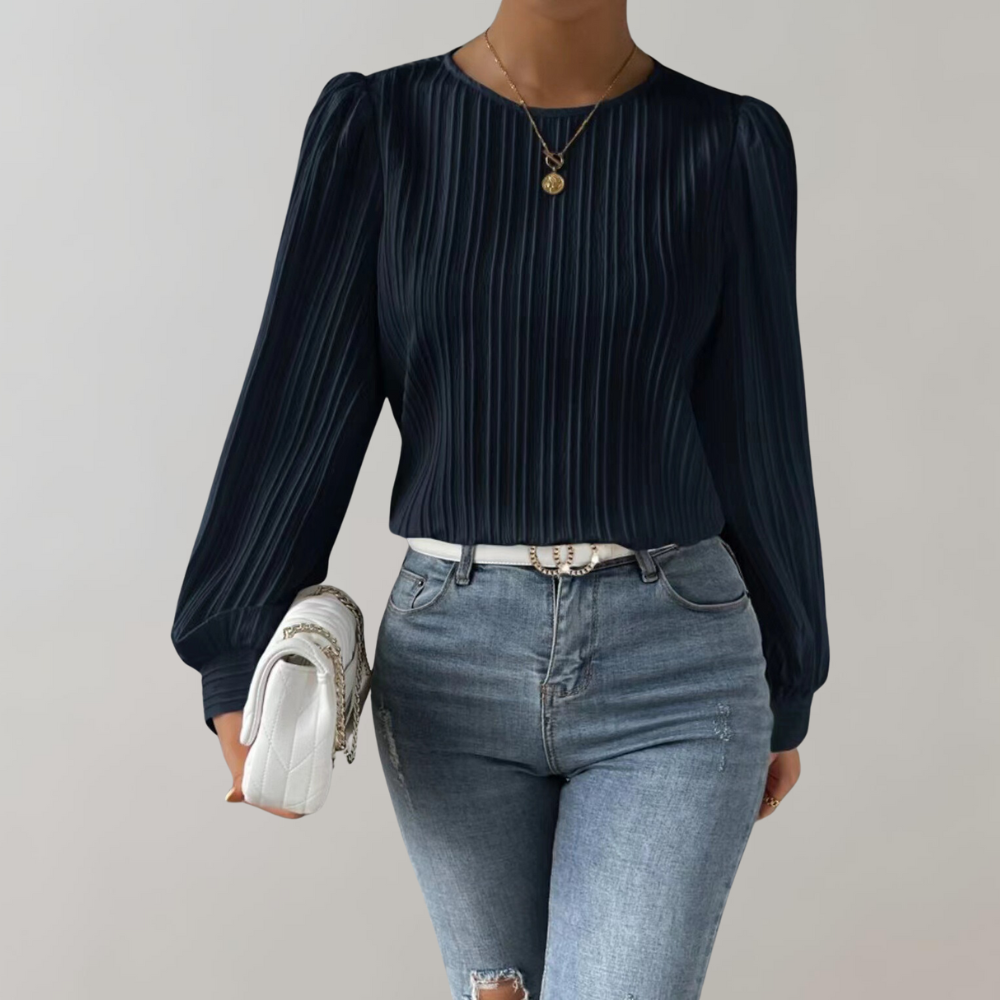 Ladies' Ruffle Puff Sleeve Flowy Top Blouse