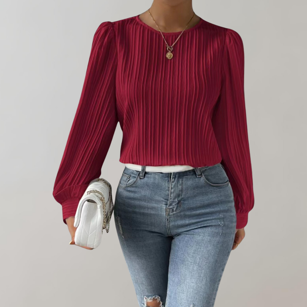 Ladies' Ruffle Puff Sleeve Flowy Top Blouse - Luxivelle