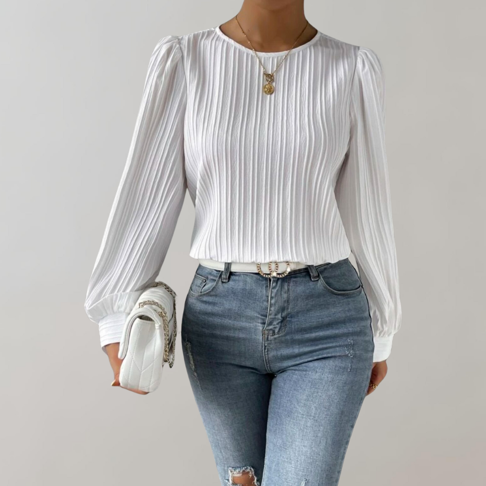 Ladies' Ruffle Puff Sleeve Flowy Top Blouse