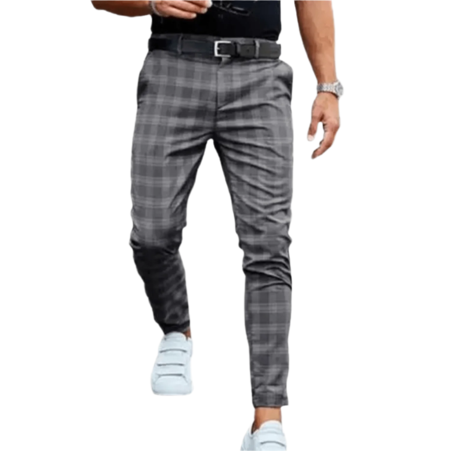 Regular Fit Plaid Trousers for Men - Luxivelle