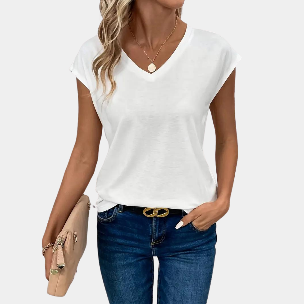 Relaxed Fit V Neck Short Sleeve T Shirt