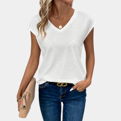 Relaxed Fit V Neck Short Sleeve T Shirt