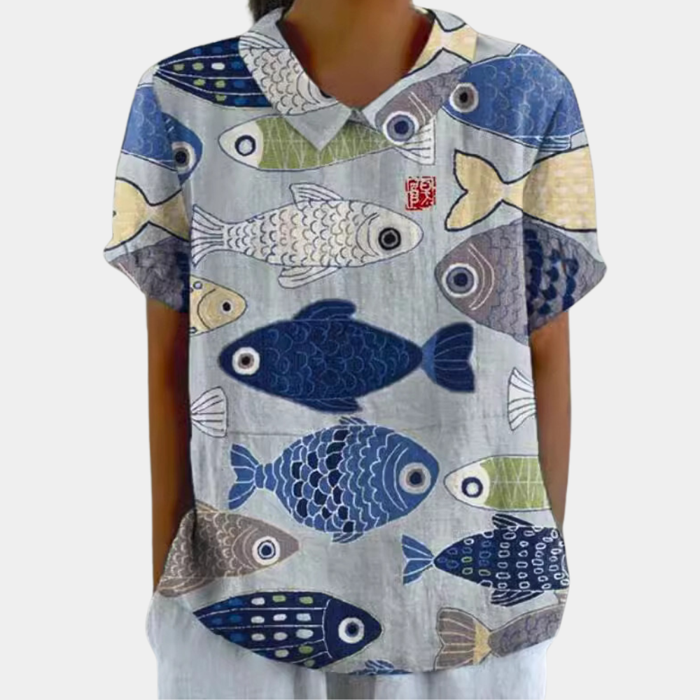 Comfortable V-Neck Floral Women's Summer Blouse