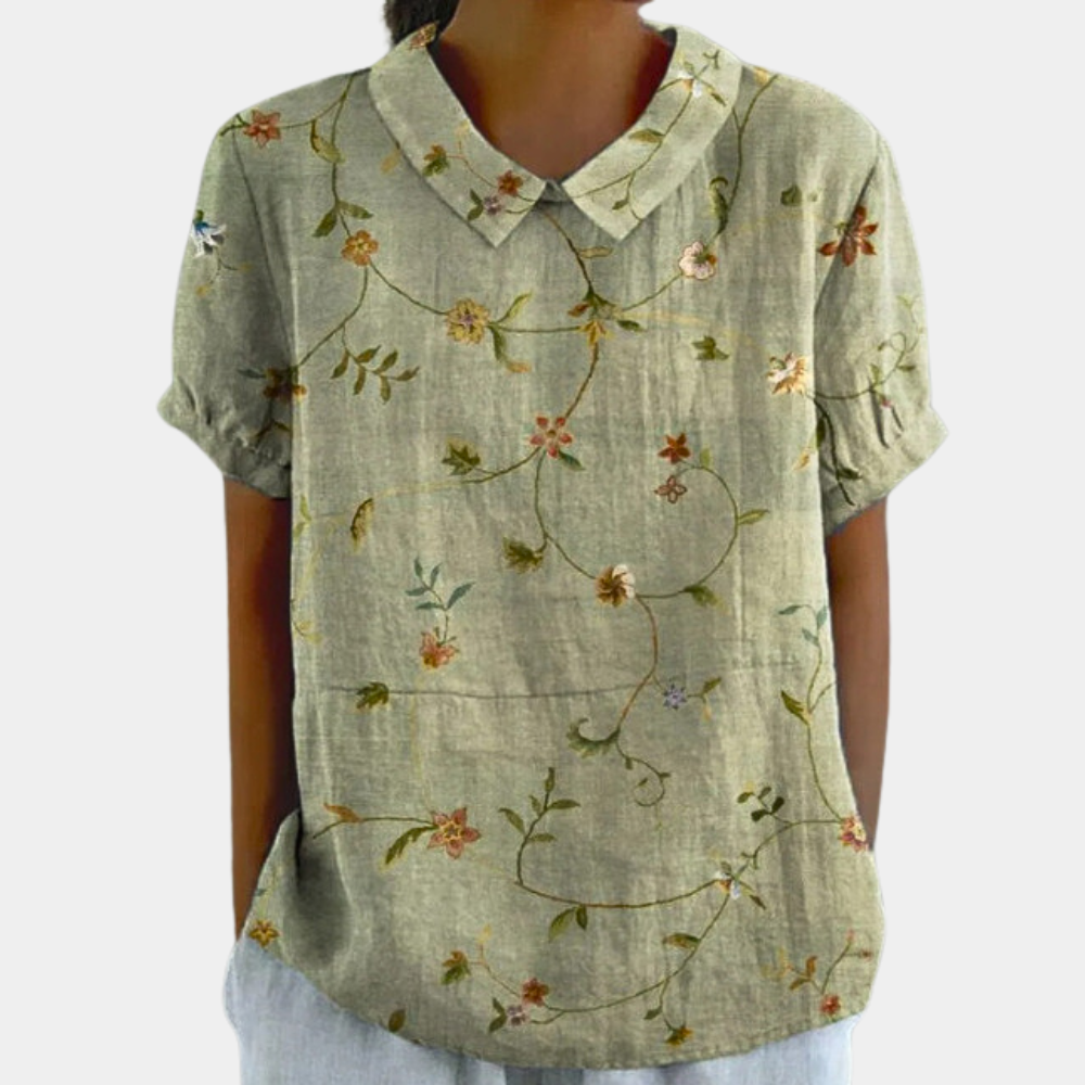 Comfortable V-Neck Floral Women's Summer Blouse