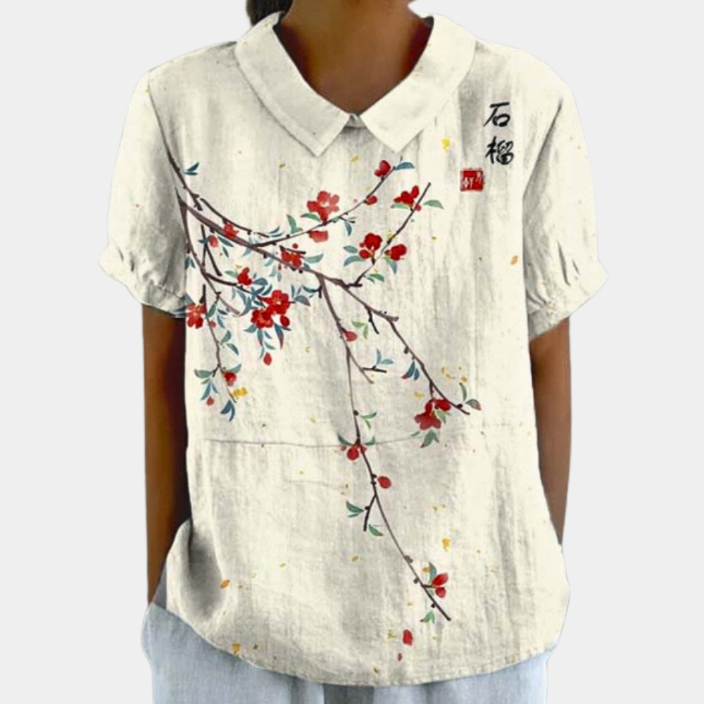 Comfortable V-Neck Floral Women's Summer Blouse