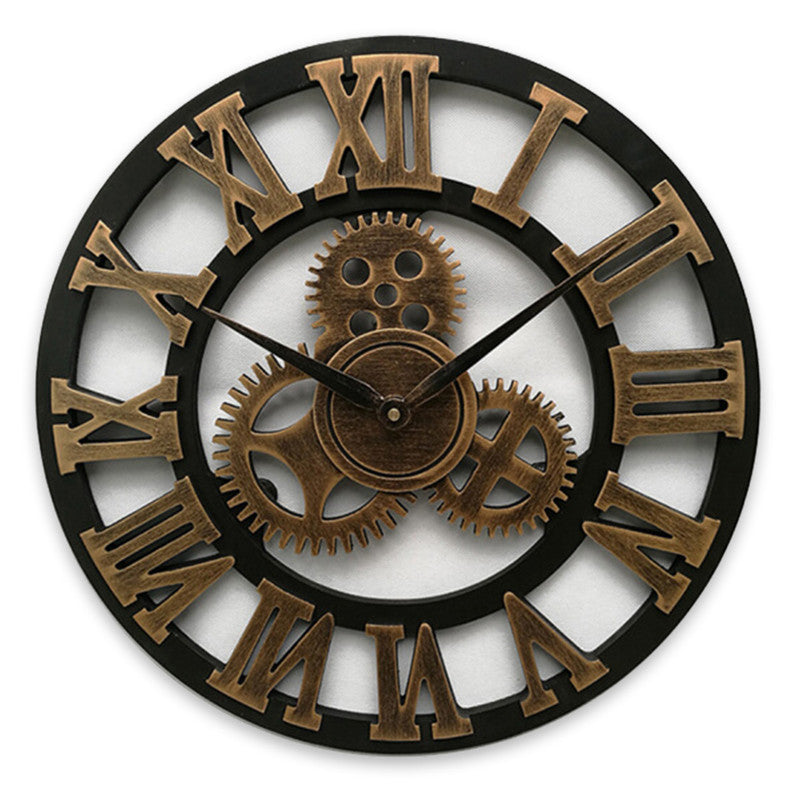 Vintage Style Wall Clock - Rustic Wooden Mechanism Design
