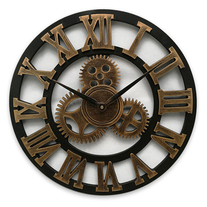 Vintage Style Wall Clock - Rustic Wooden Mechanism Design