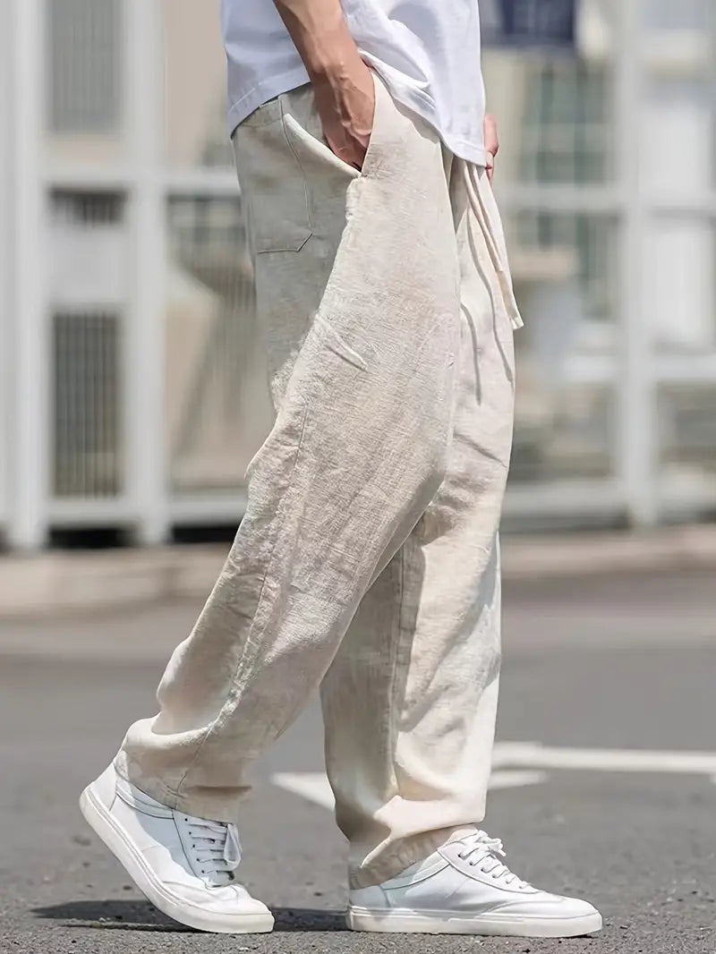 Freedom | Mens Linen Pants - Baggy Trousers-2
