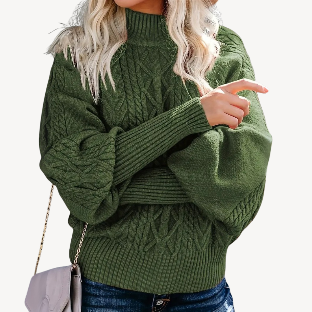 Cable Knit Turtleneck Sweater for Women 1