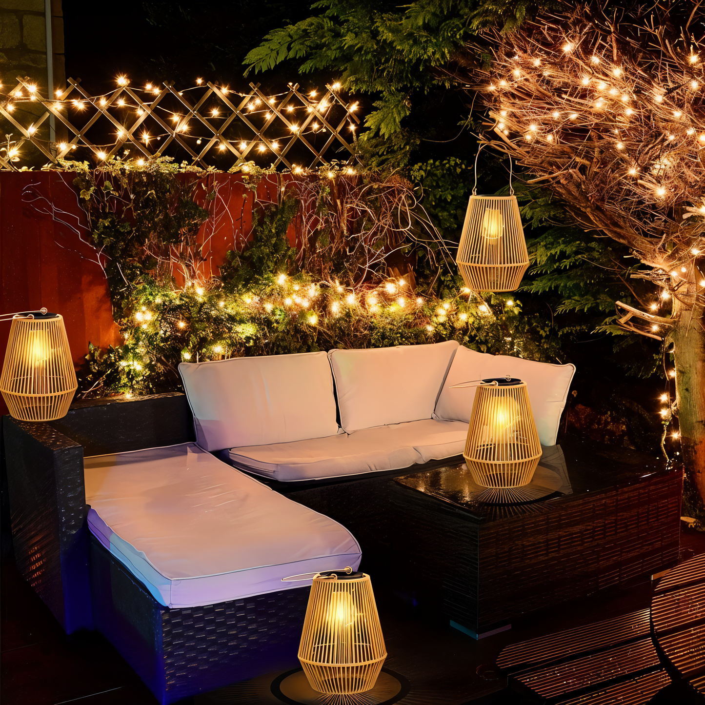 Outdoor Bamboo Solar Powered Lantern Light