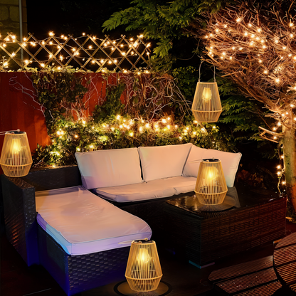 Outdoor Bamboo Solar Powered Lantern Light