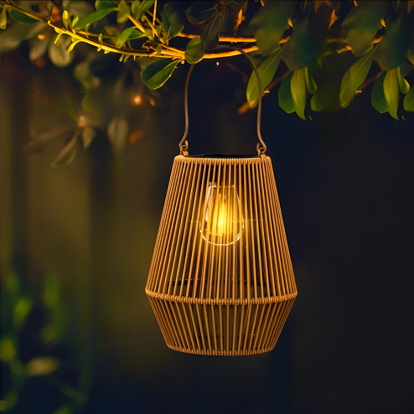 Outdoor Bamboo Solar Powered Lantern Light