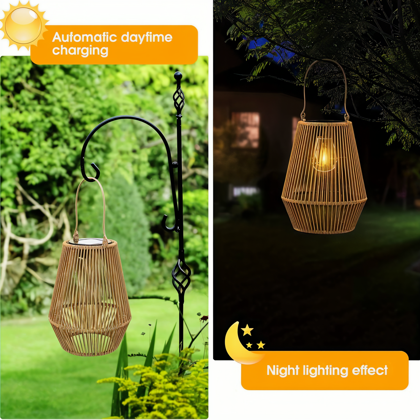 Outdoor Bamboo Solar Powered Lantern Light