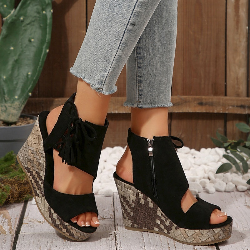 Fashionable Tassel Wedge Heel Sandals for Women