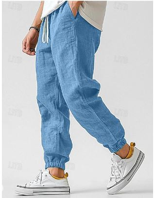 Maximilian | Men's Linen Cargo Pants - Breathable High Waist Trousers-3