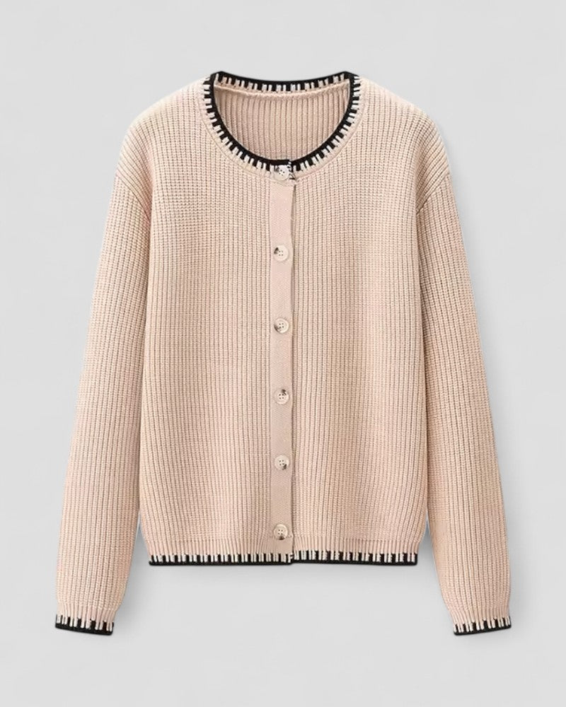 Cashmere Round Neck Single Breasted Knitted Cardigan for Women 0
