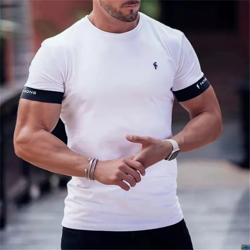 Casual Breathable Mens Short Tee Shirt