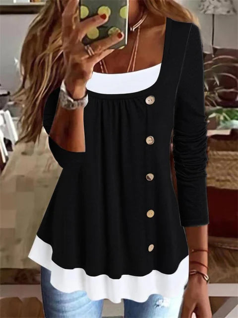 Ladies Relaxed Fit Gathered Long Sleeve Top - Luxivelle