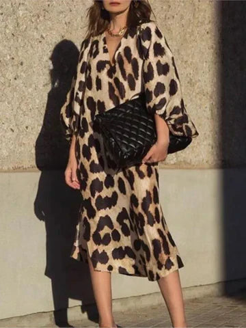 Ladies' Lightweight Animal Print Chiffon Dress - Luxivelle