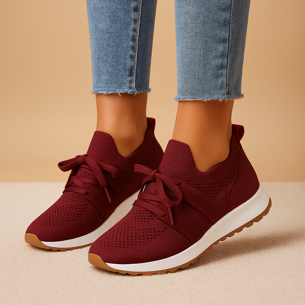Comfortable lace-up sneakers for women with cushioned insole, breathable upper, and non-slip sole, ideal for everyday wear and city walks.
