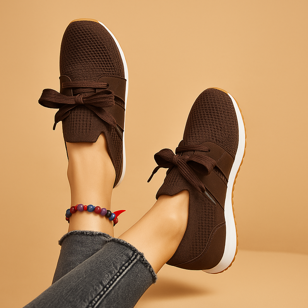 Comfortable lace-up sneakers for women with cushioned insole, breathable upper, and non-slip sole, ideal for everyday wear and city walks.