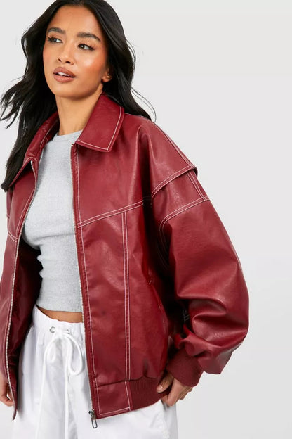 Catherine | Oversized leather jacket