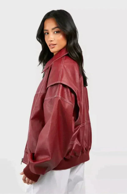 Catherine | Oversized leather jacket