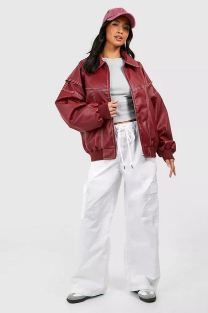 Catherine | Oversized leather jacket