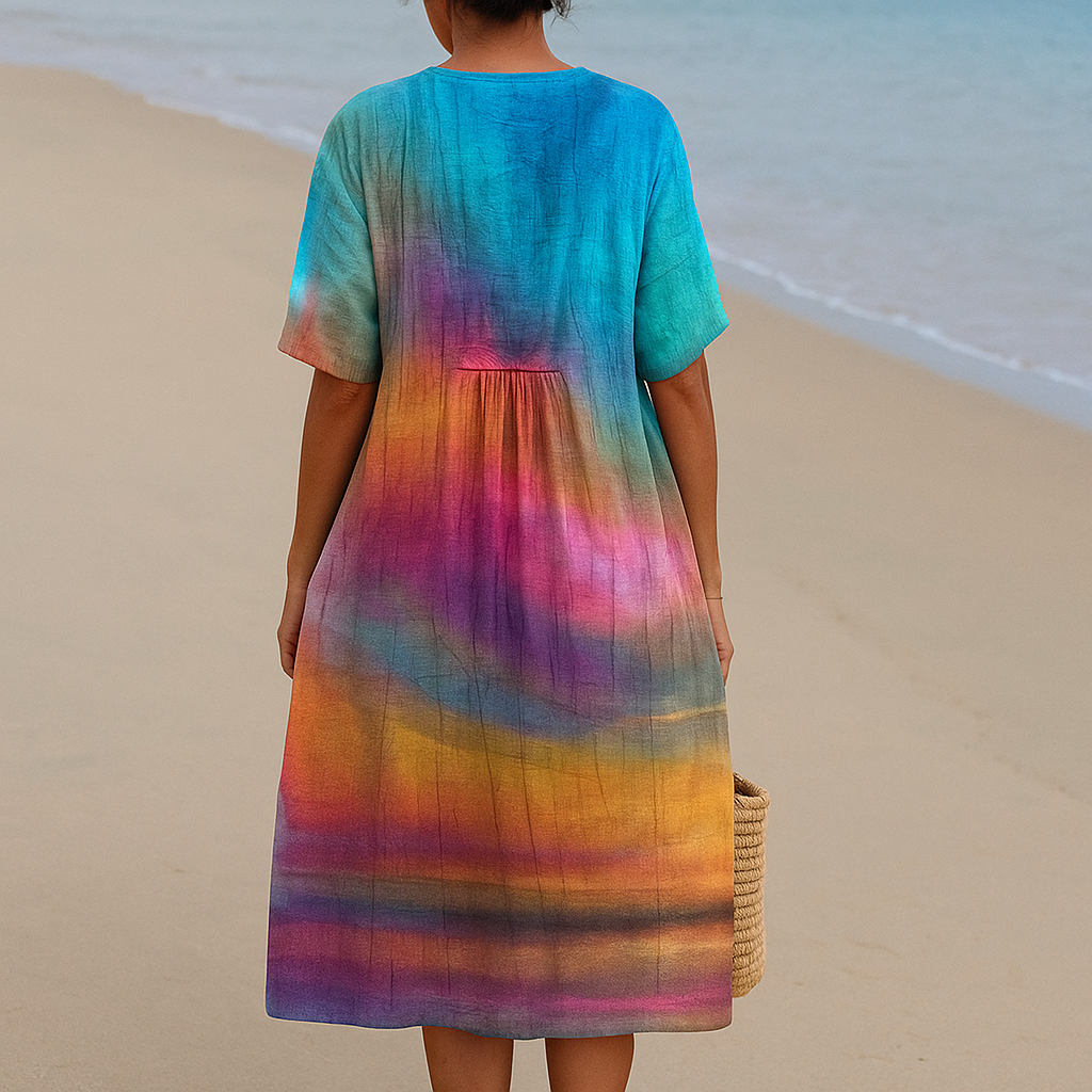 Vibrant Multicolor Twist Front Dress