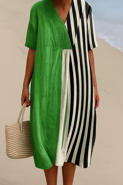 Green and Black Stripe Sundress - Luxivelle