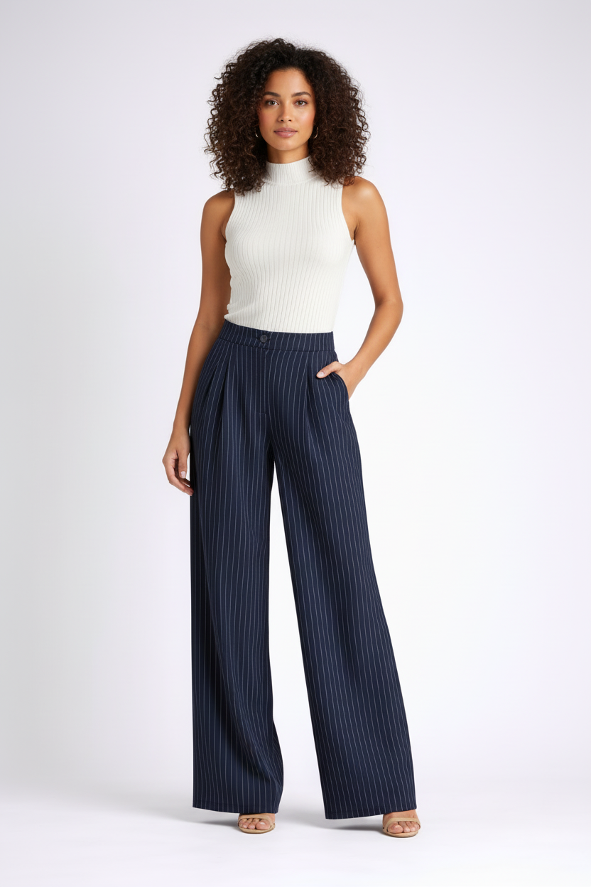 Classic Stripe Loose Fit Trousers - Luxivelle