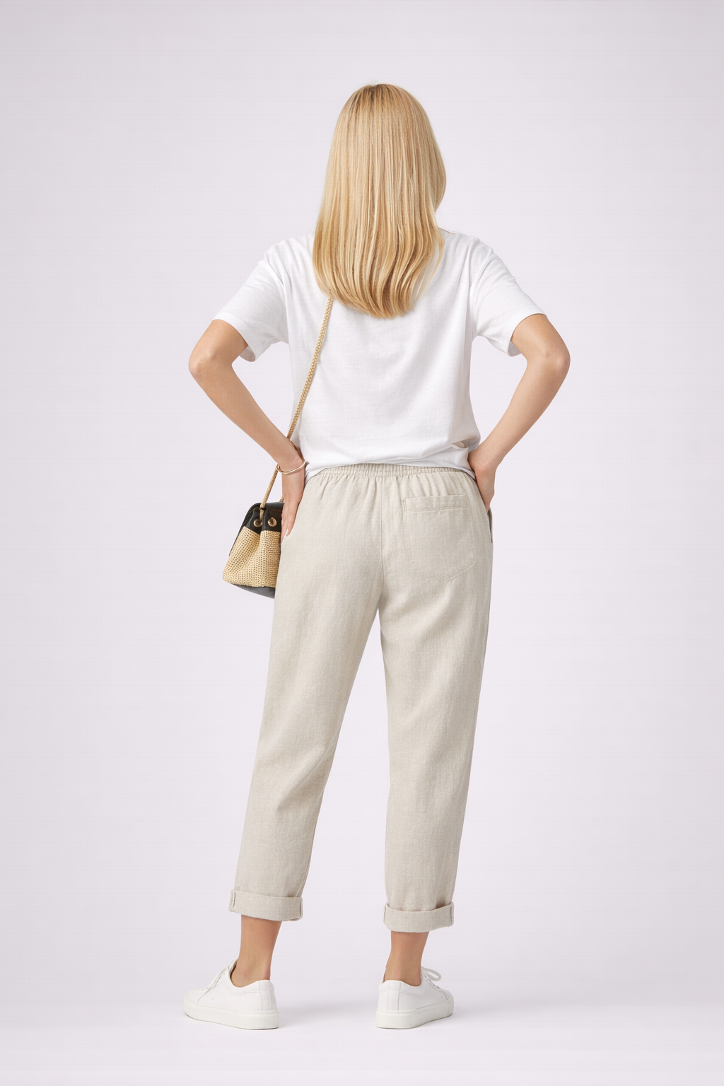 Casual Drawstring Linen Style Trousers