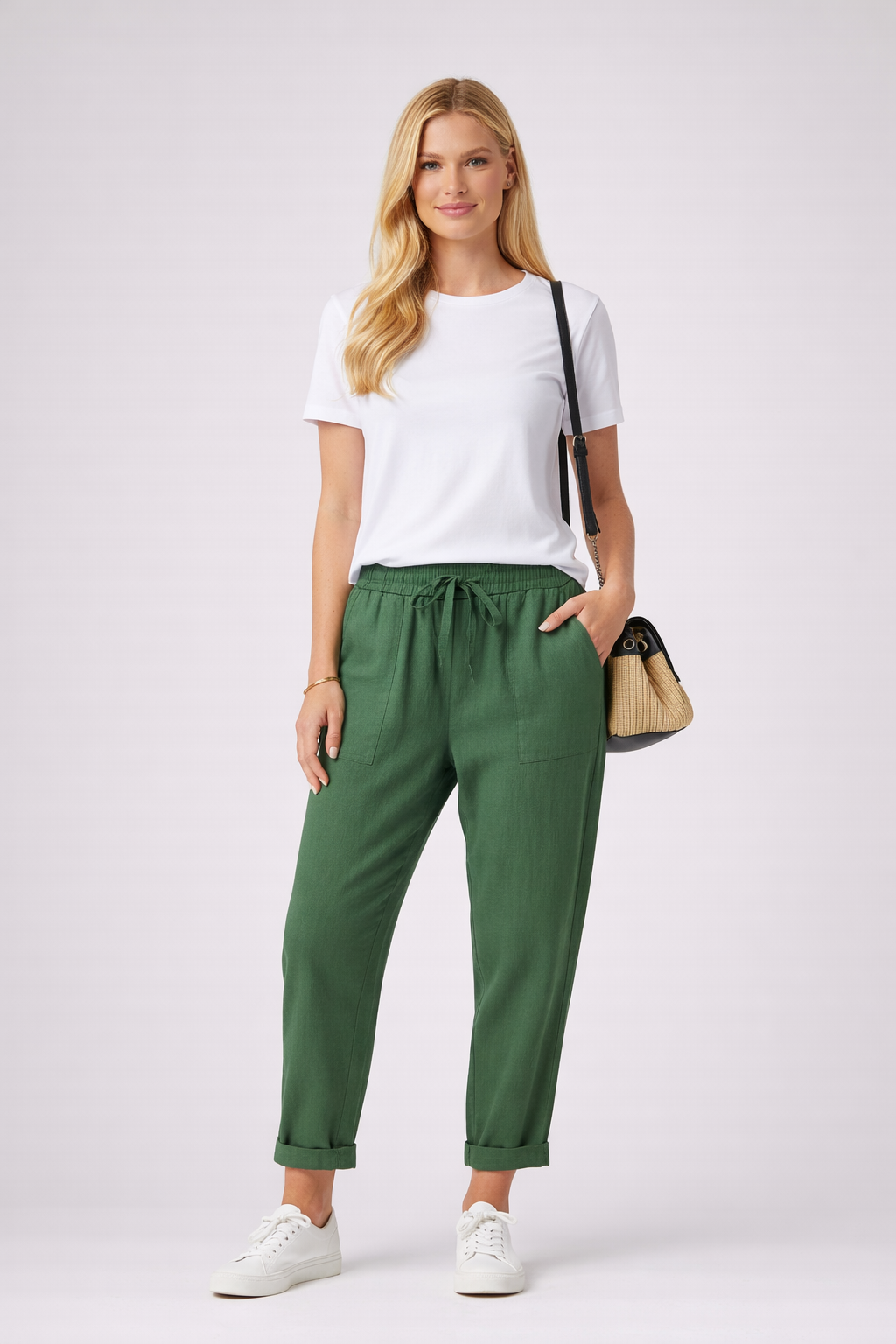 Casual Drawstring Linen Style Trousers