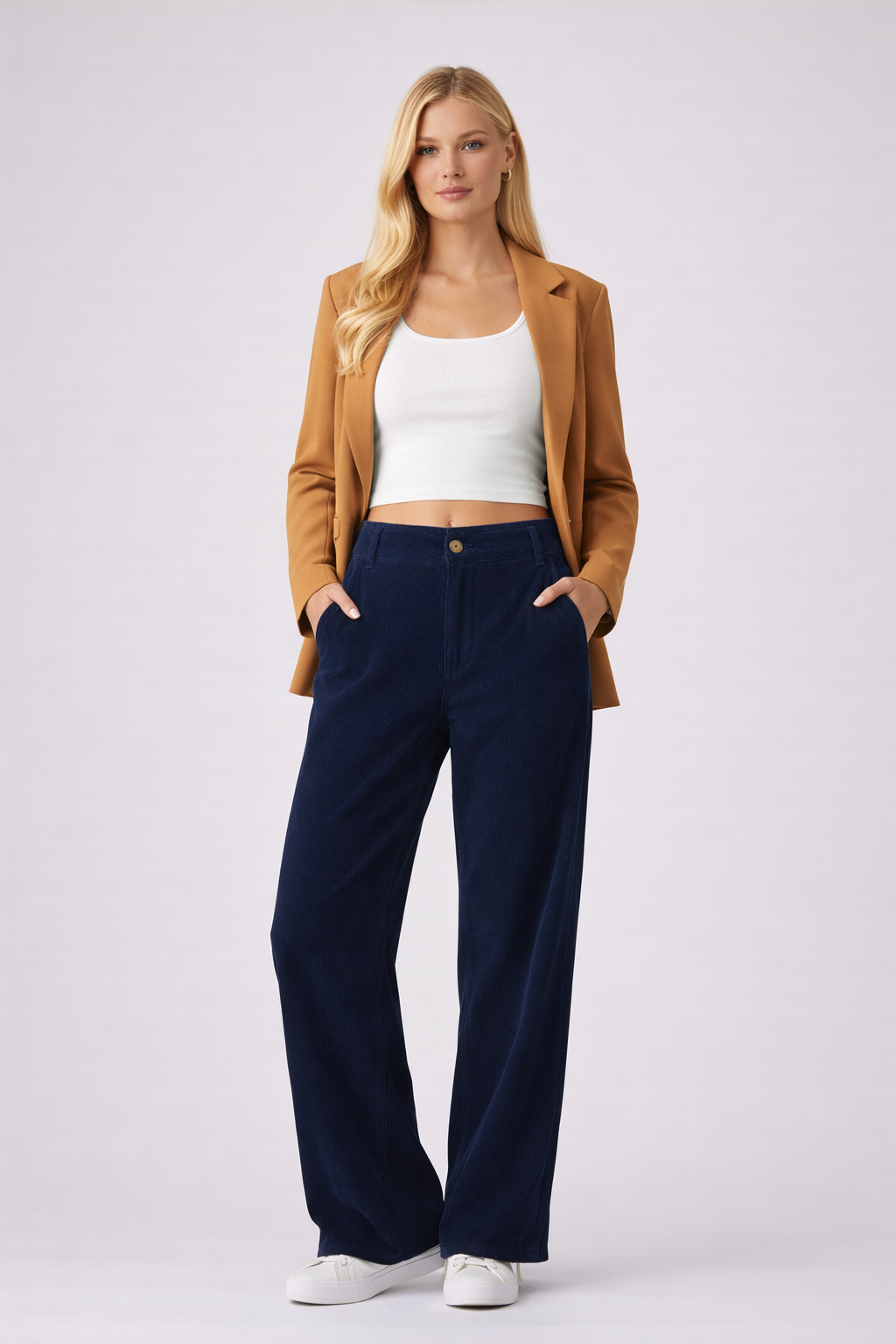 Comfortable High Waist Corduroy Wide Leg Pants
