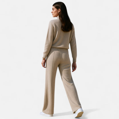 Comfortable Wool Flared Leg Knit Pants