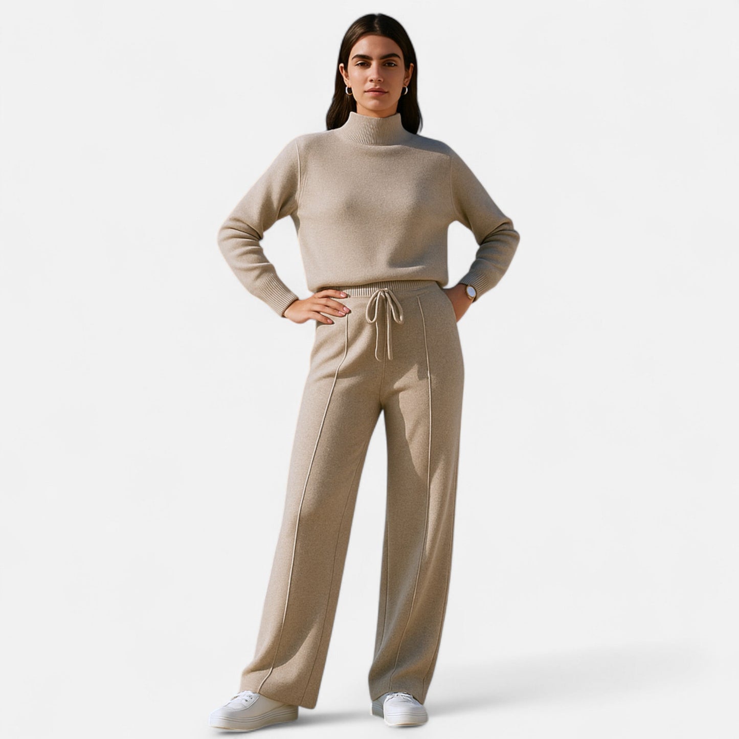 Comfortable Wool Flared Leg Knit Pants