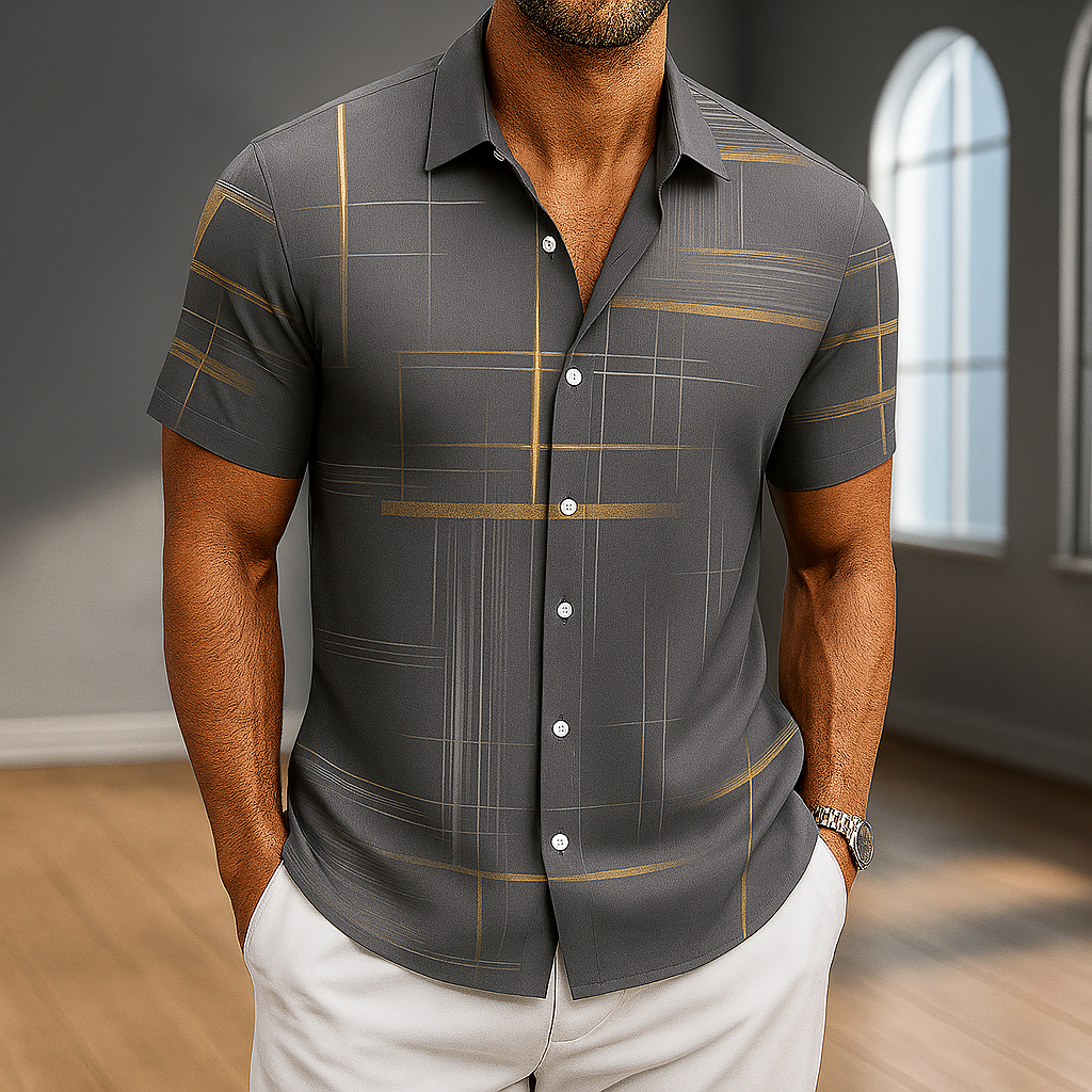 Casual Print Mens Short Sleeve Shirt