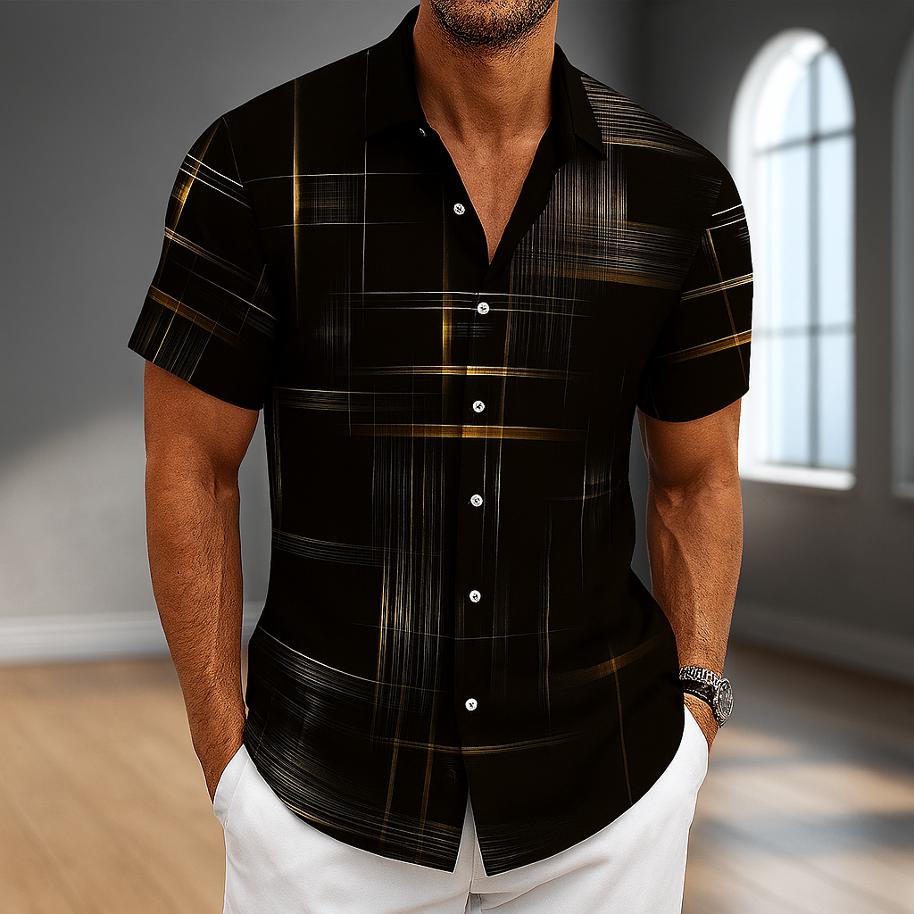 Casual Print Mens Short Sleeve Shirt - Luxivelle