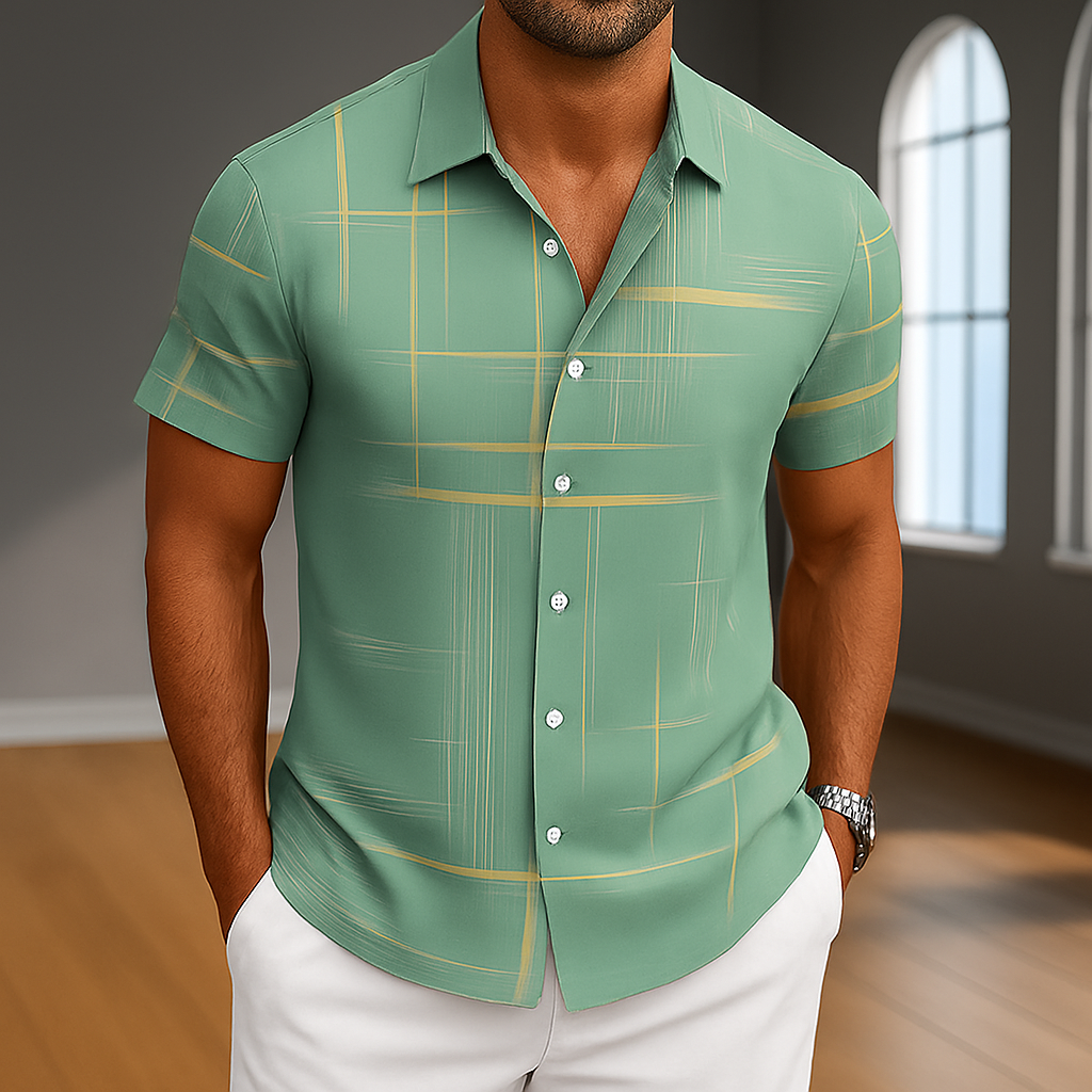Casual Print Mens Short Sleeve Shirt
