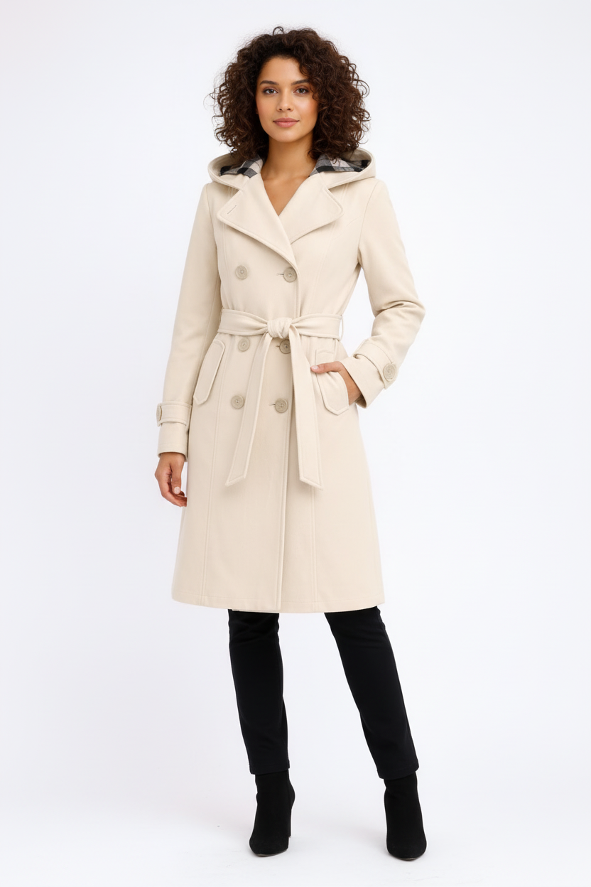 Classic Women's Warm Wool Trench Coat - Luxivelle