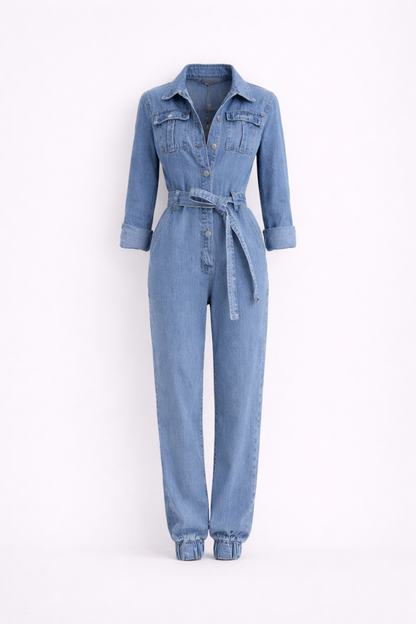 Trendy Blue Jean Work Jumpsuit