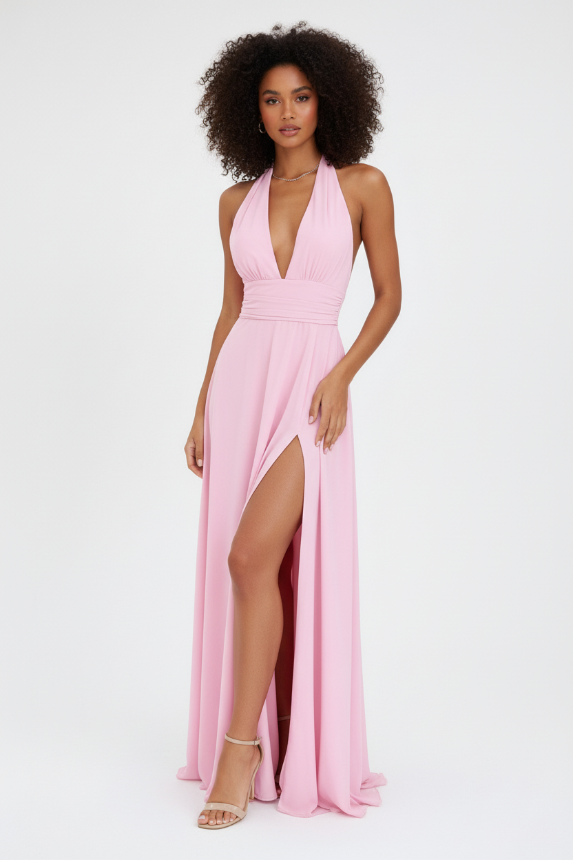 Pink Elegant Evening Dress - Luxivelle