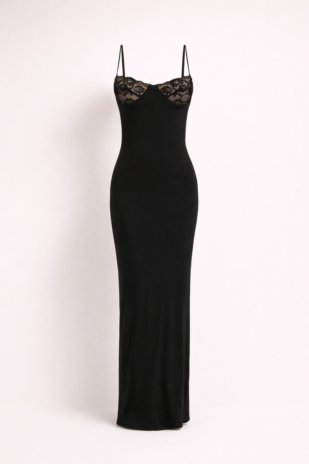 Elegant Black Floral Floor Length Evening Dress