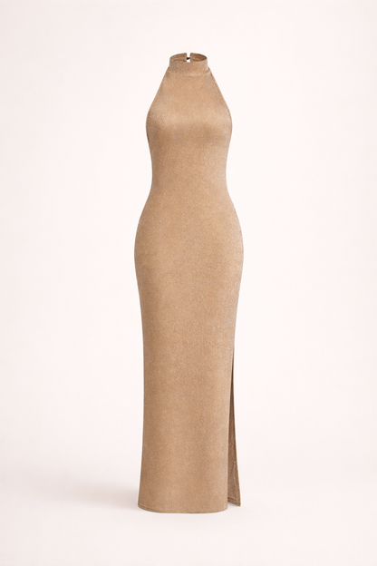 Luxury Metallic Floor Length Evening Dress